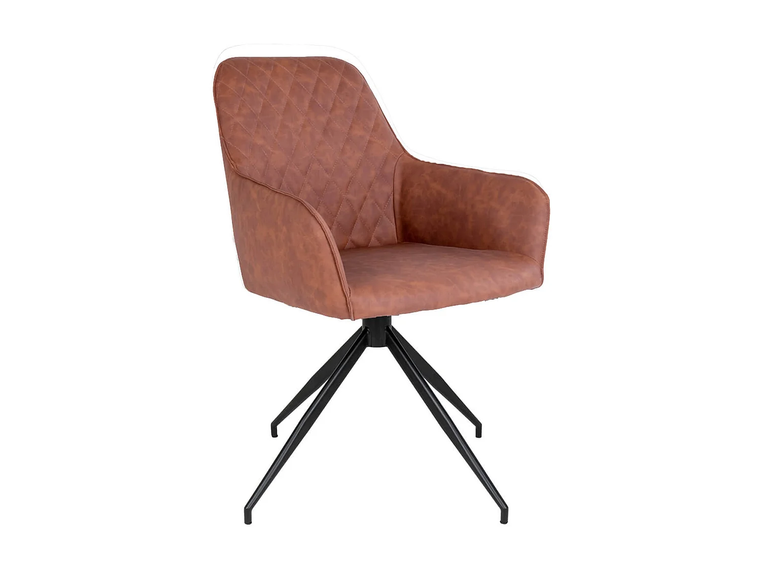 KARBO - Fauteuil Pivotant Simili Marron et Piétement Acier