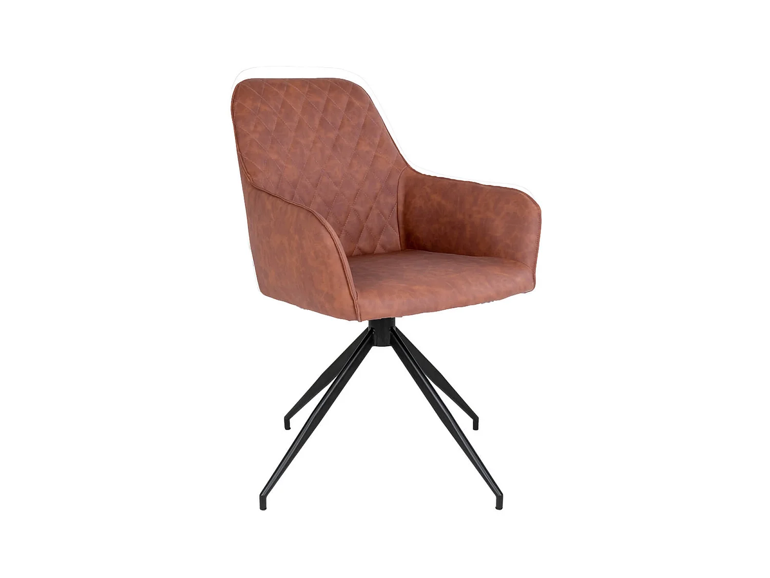 KARBO - Fauteuil Pivotant Simili Marron et Piétement Acier