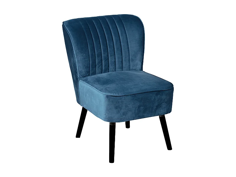 MATILA - Fauteuil Bleu Canard Piètement Laqué Noir
