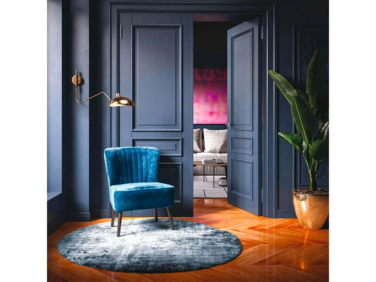 MATILA - Fauteuil Bleu Canard Piètement Laqué Noir