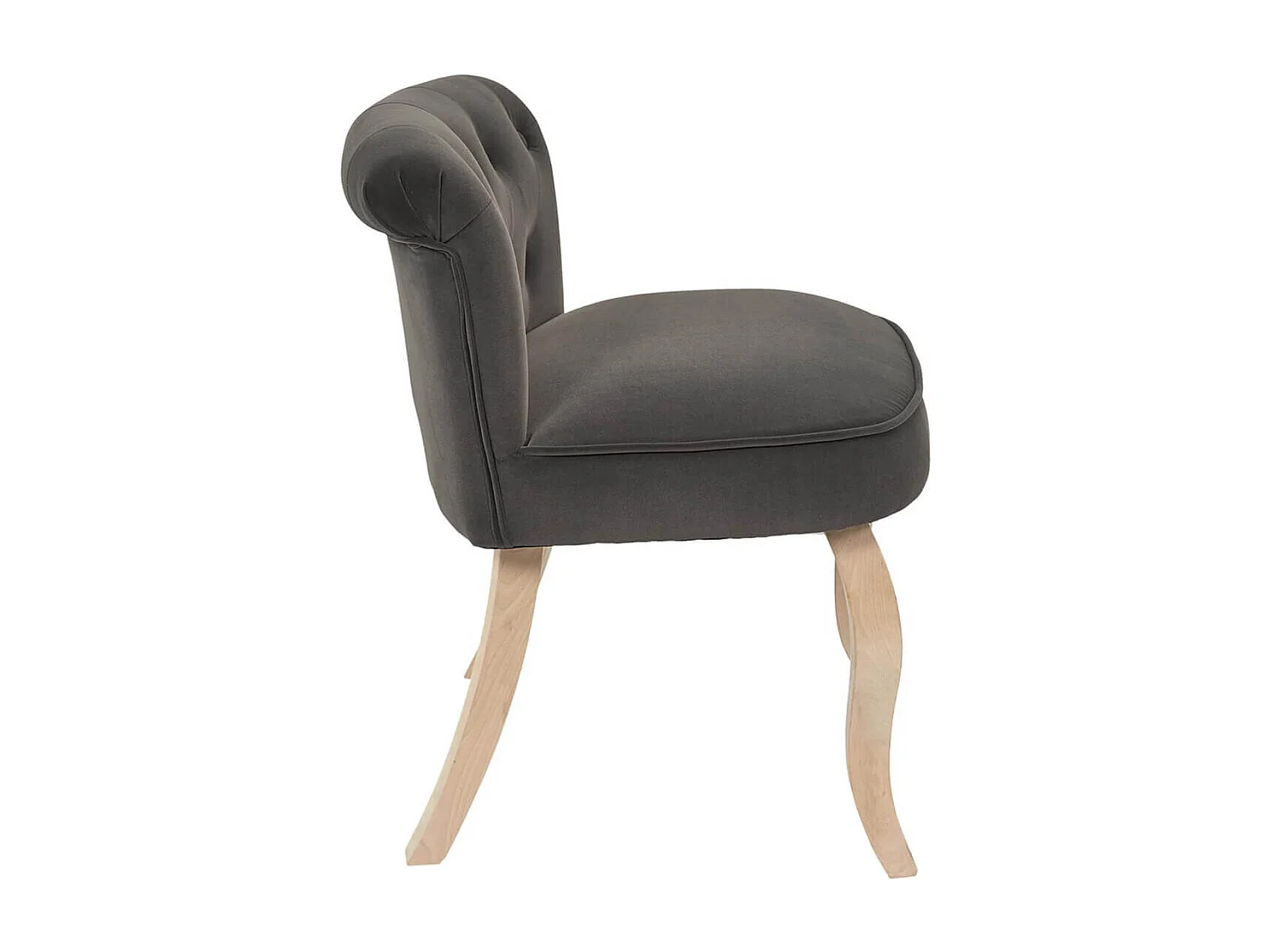 NORA - Fauteuil Avec Dossier Capitonné Velours Anthracite