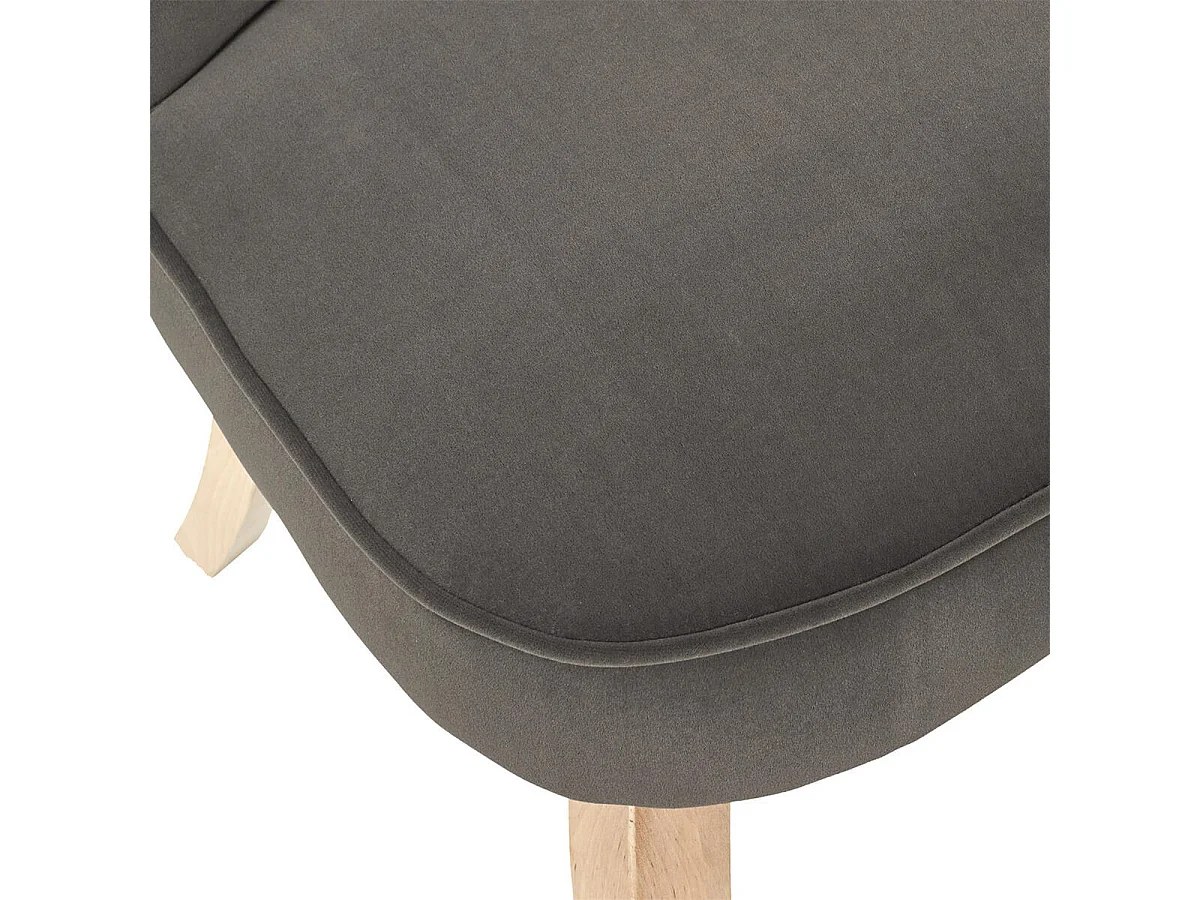 NORA - Fauteuil Avec Dossier Capitonné Velours Anthracite
