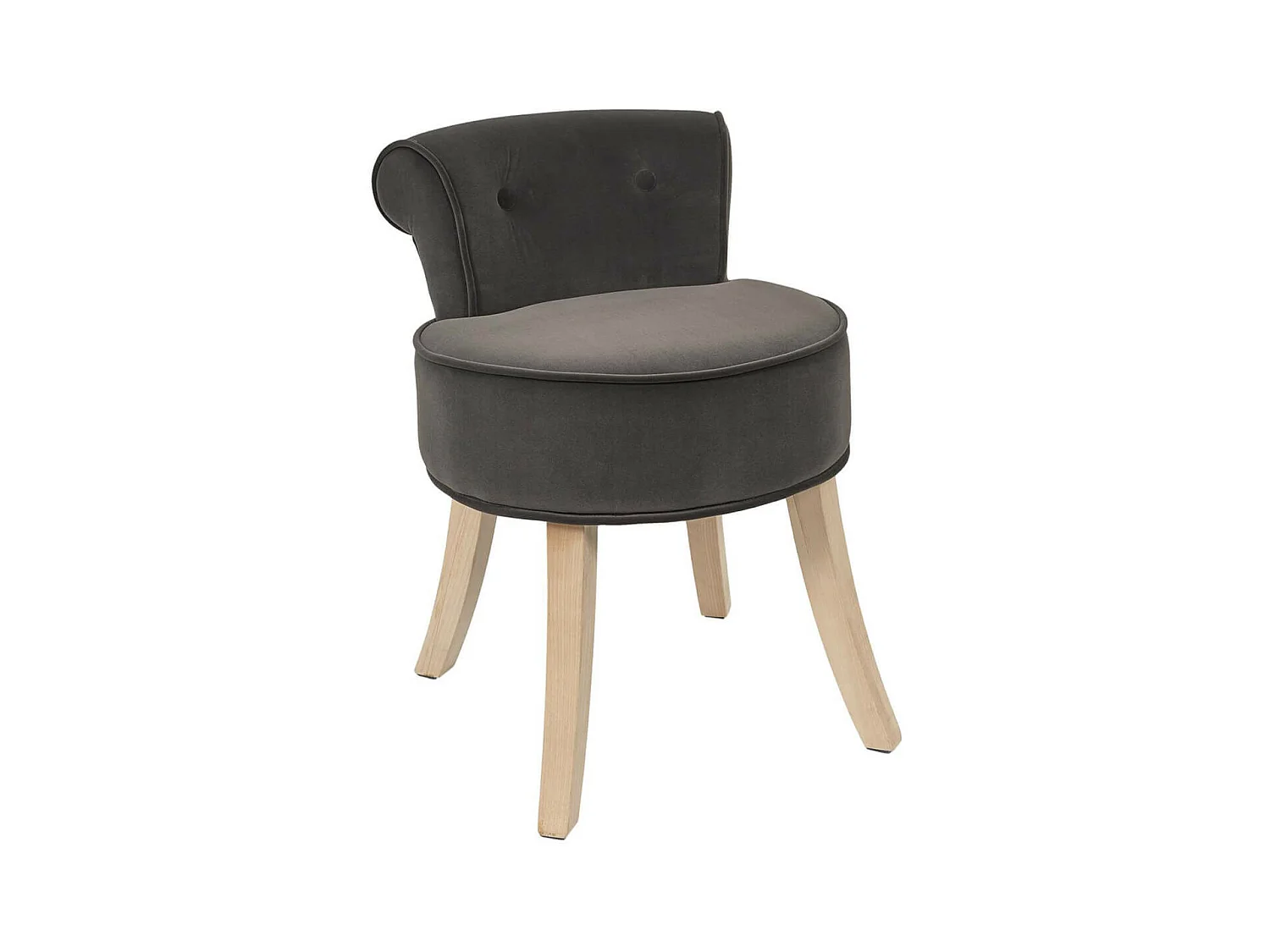 NORA - Tabouret Avec Dossier Capitonné Velours Anthracite