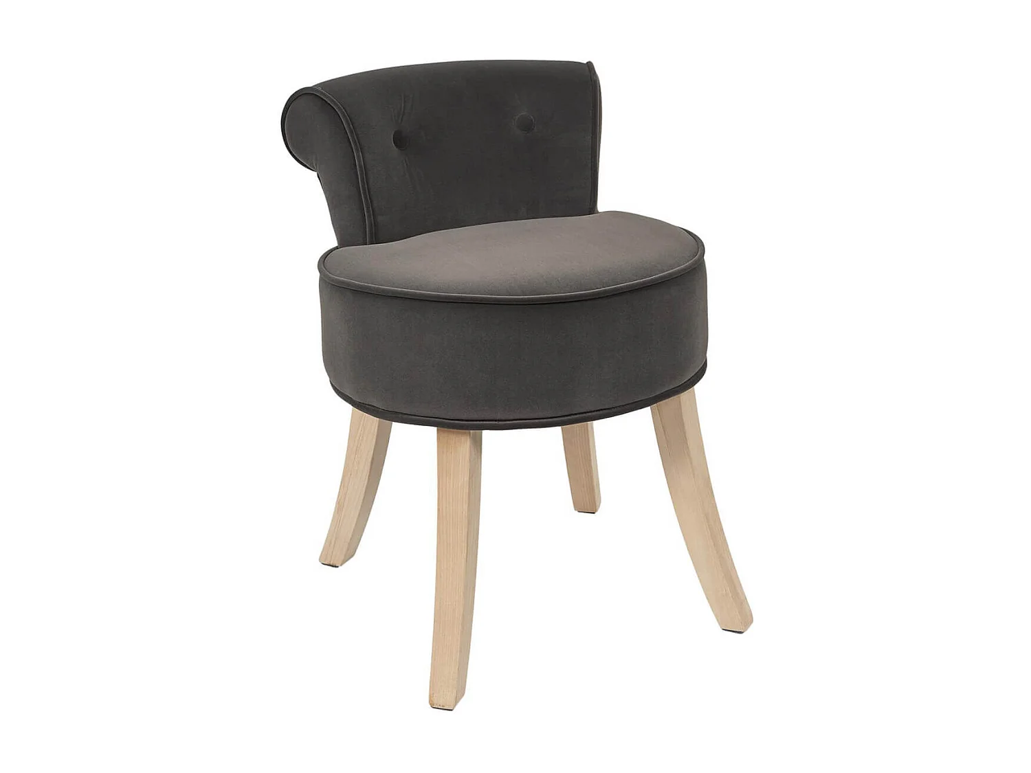 NORA - Tabouret Avec Dossier Capitonné Velours Anthracite