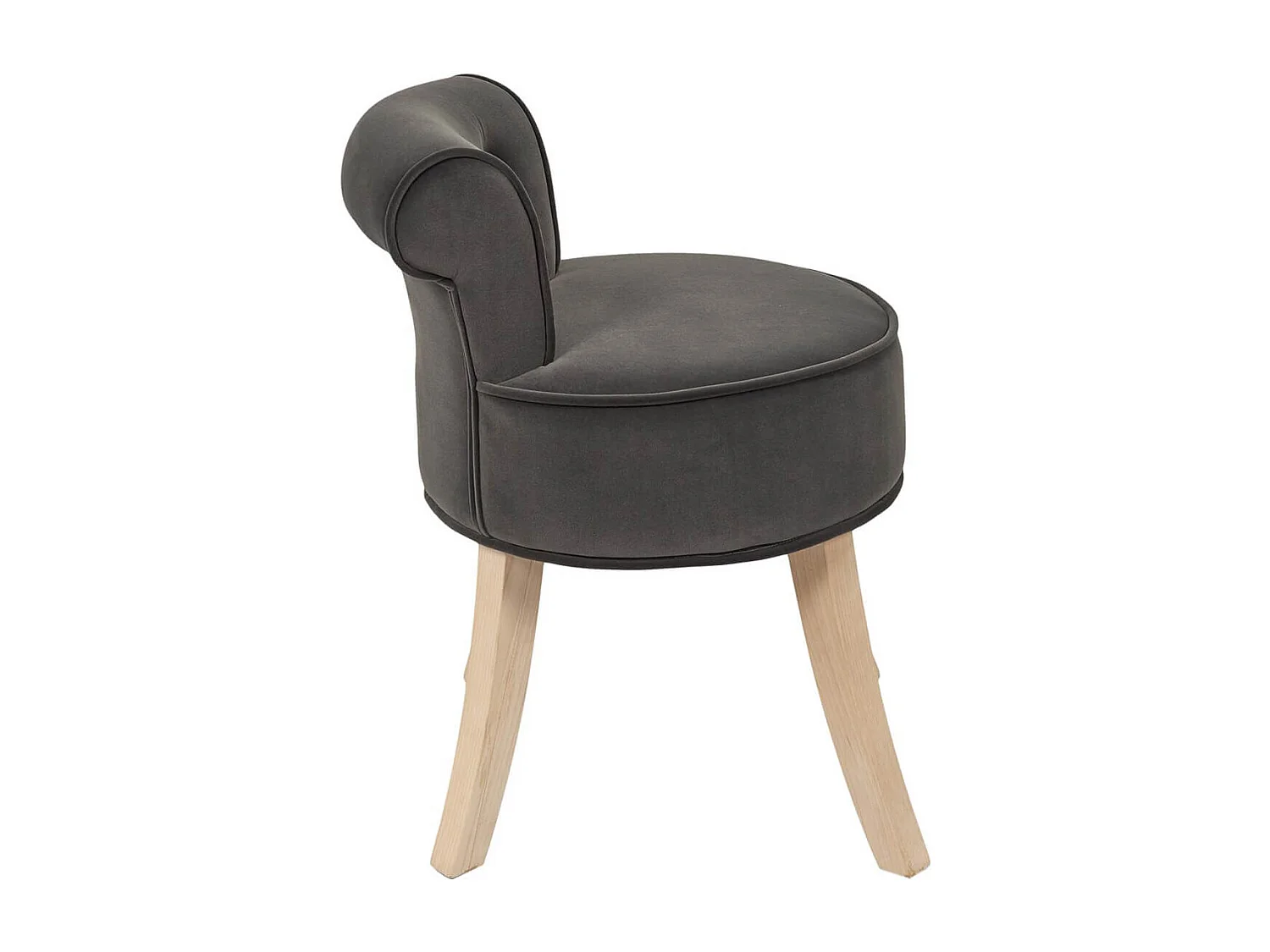 NORA - Tabouret Avec Dossier Capitonné Velours Anthracite