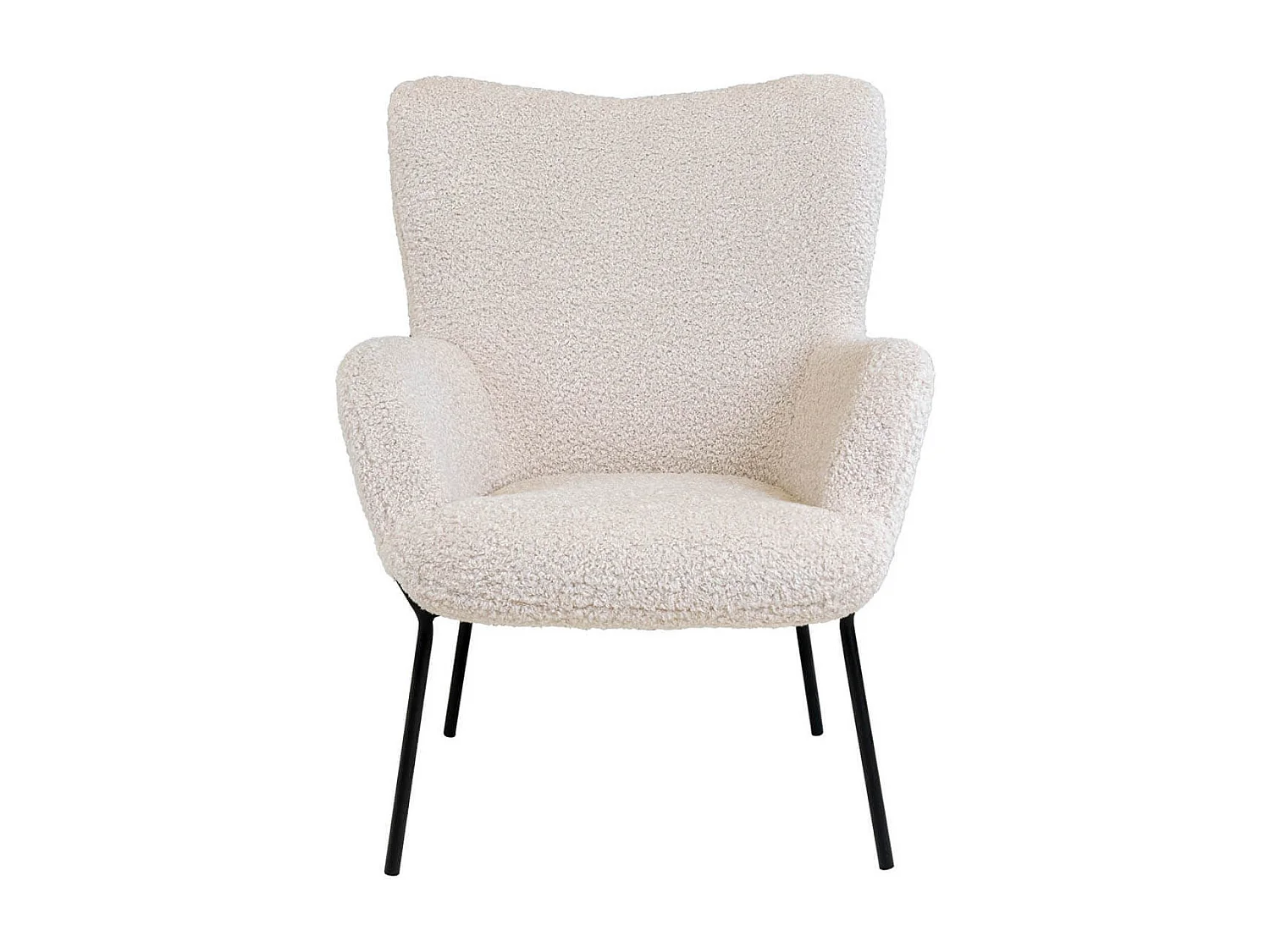 FINTRY - Fauteuil Imitation Laine Blanche et Piétement Acier Noir