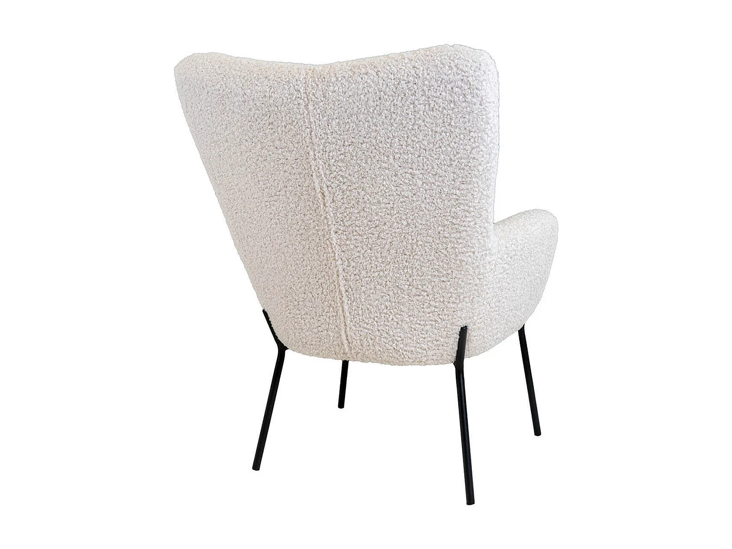 FINTRY - Fauteuil Imitation Laine Blanche et Piétement Acier Noir