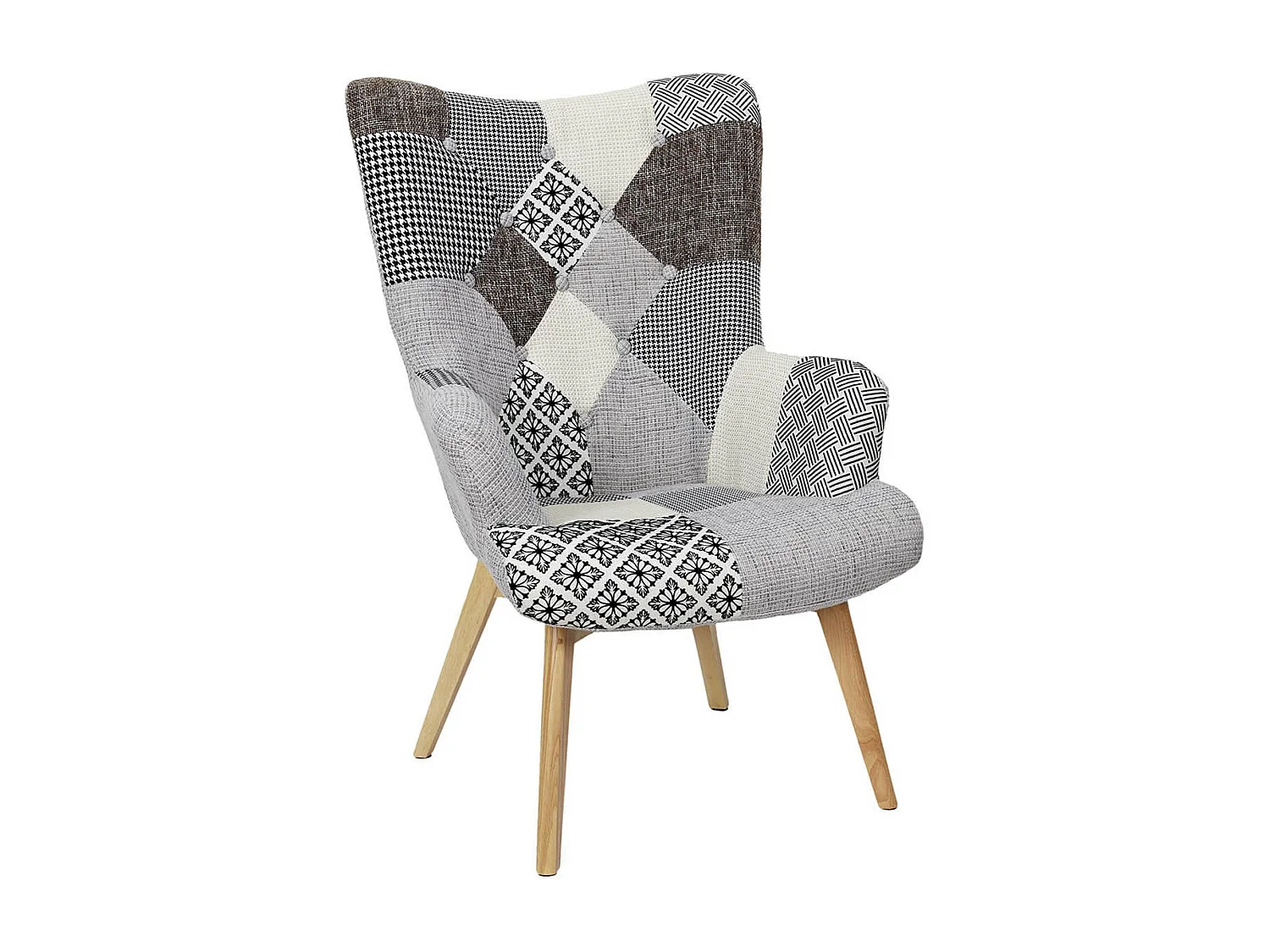 GIADA - Fauteuil Patchwork Motifs Grisés