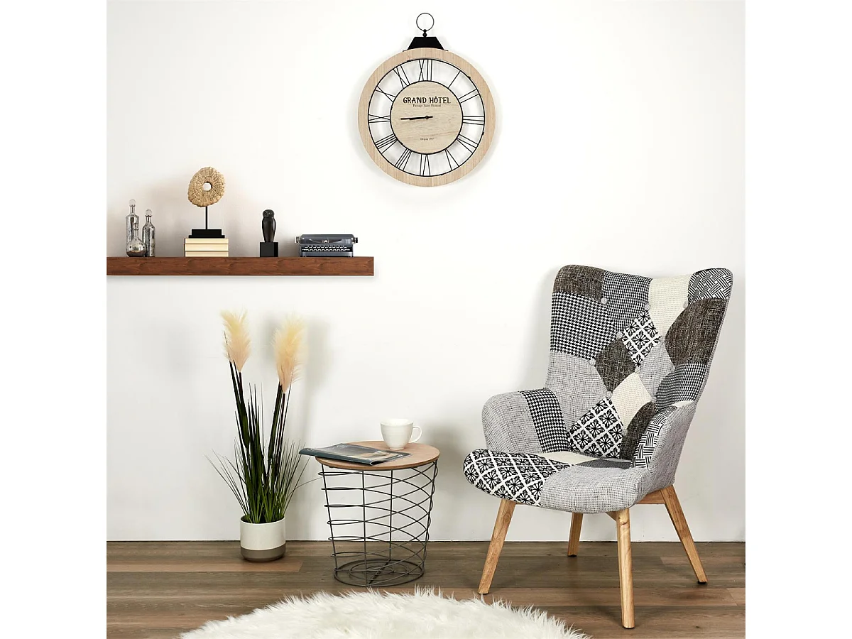 GIADA - Fauteuil Patchwork Motifs Grisés