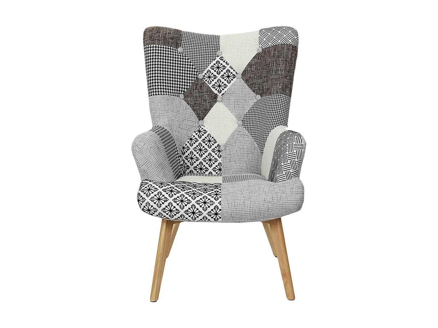 GIADA - Fauteuil Patchwork Motifs Grisés