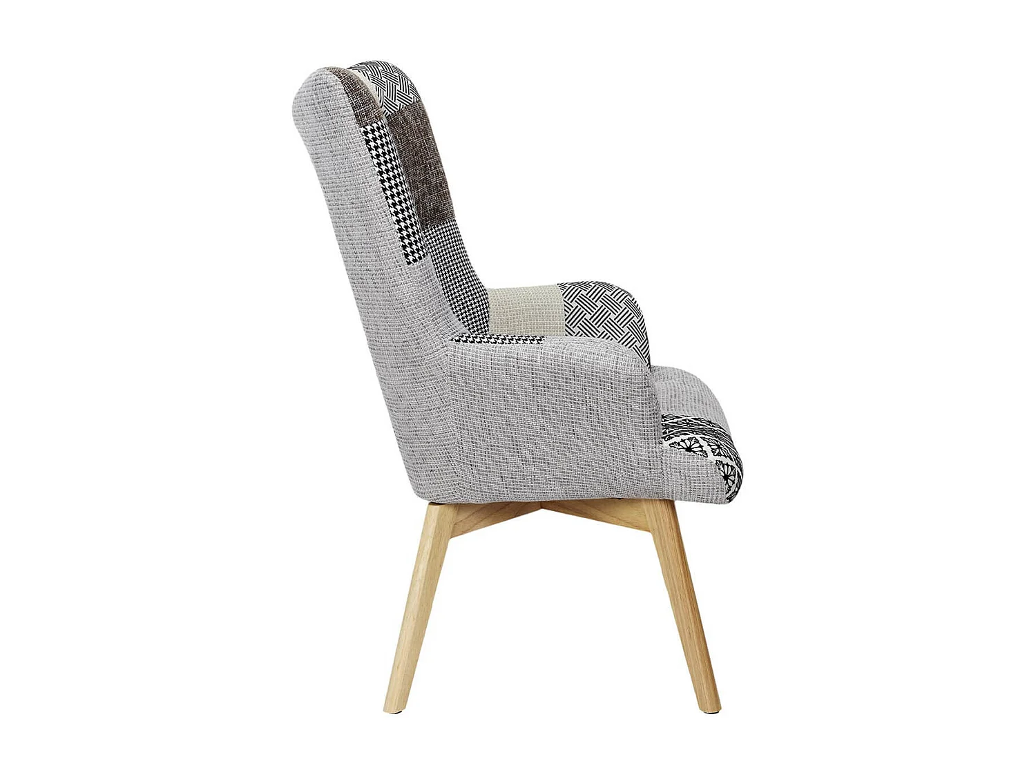 GIADA - Fauteuil Patchwork Motifs Grisés