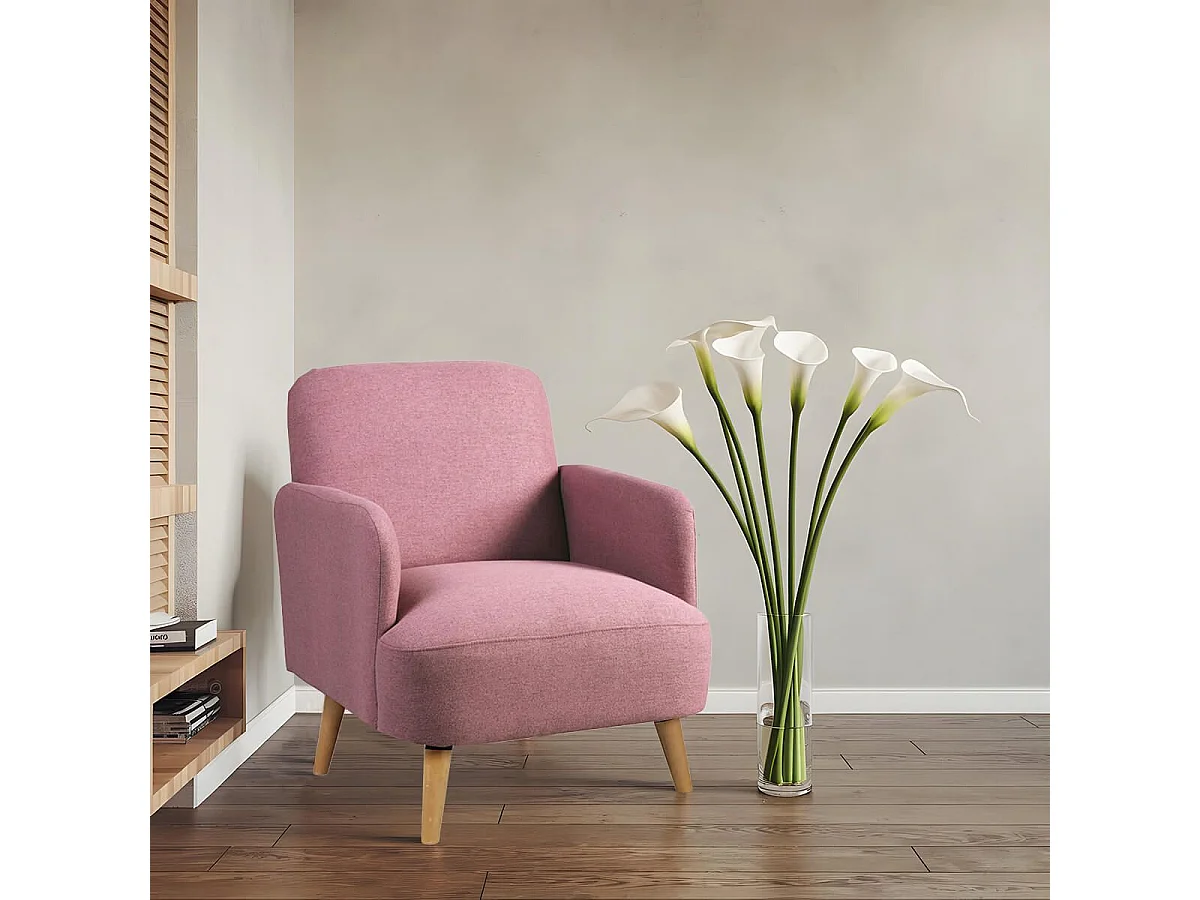 TEODORE - Fauteuil Rembourré Tissu Violet