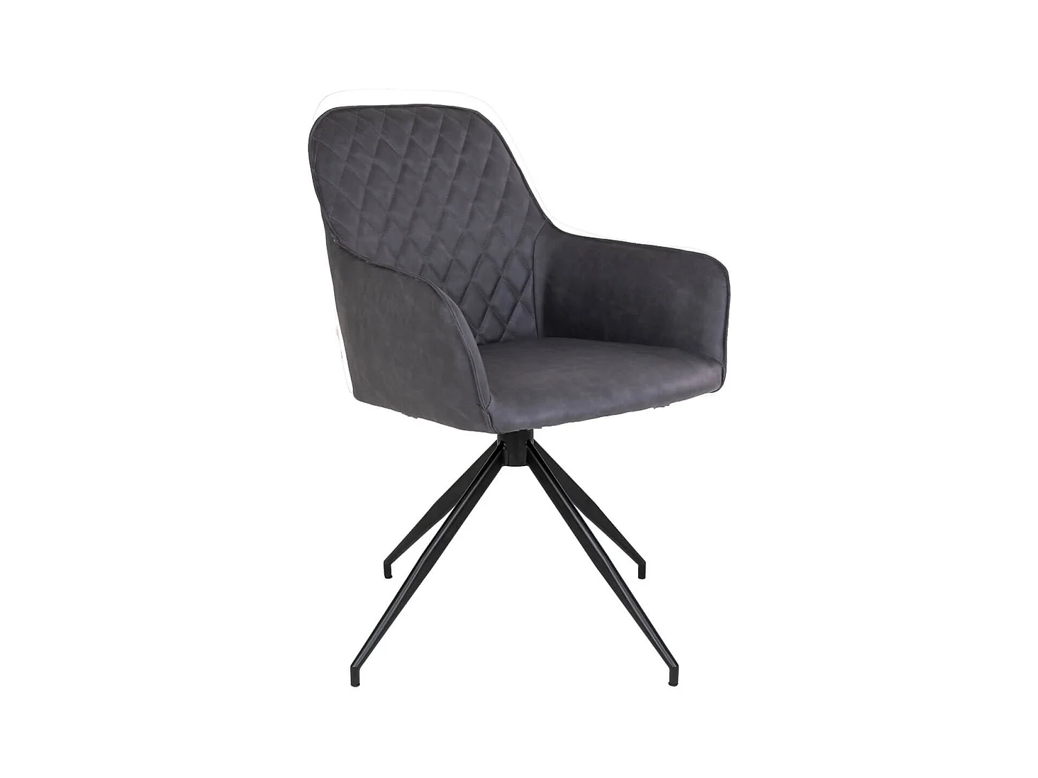KARBO - Fauteuil Pivotant Simili Gris Foncé et Piétement Acier
