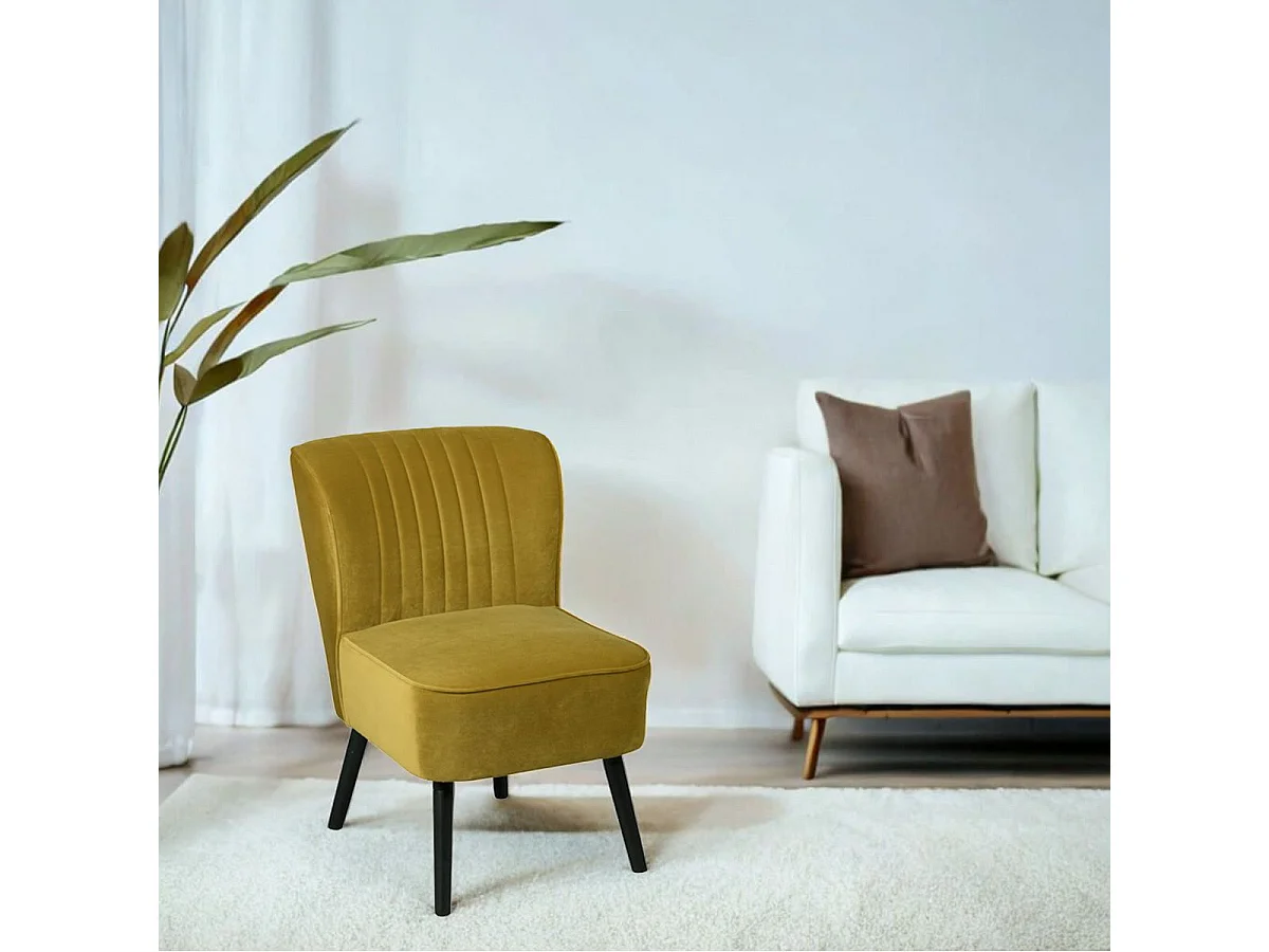 MATILA - Fauteuil Jaune Piètement Laqué Noir