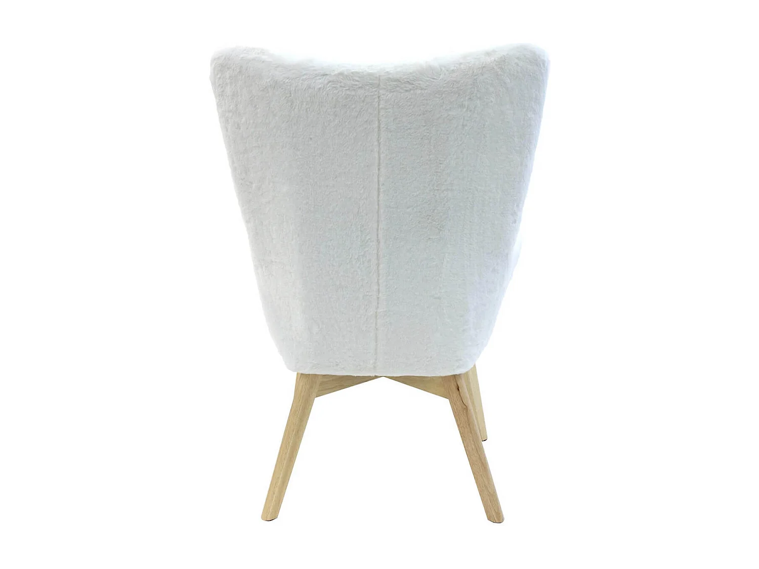 COCOON - Fauteuil Blanc Imitation Fourrure Pieds Bois