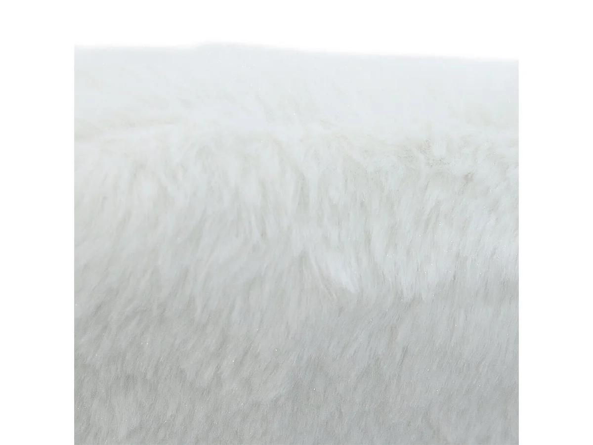 COCOON - Fauteuil Blanc Imitation Fourrure Pieds Bois