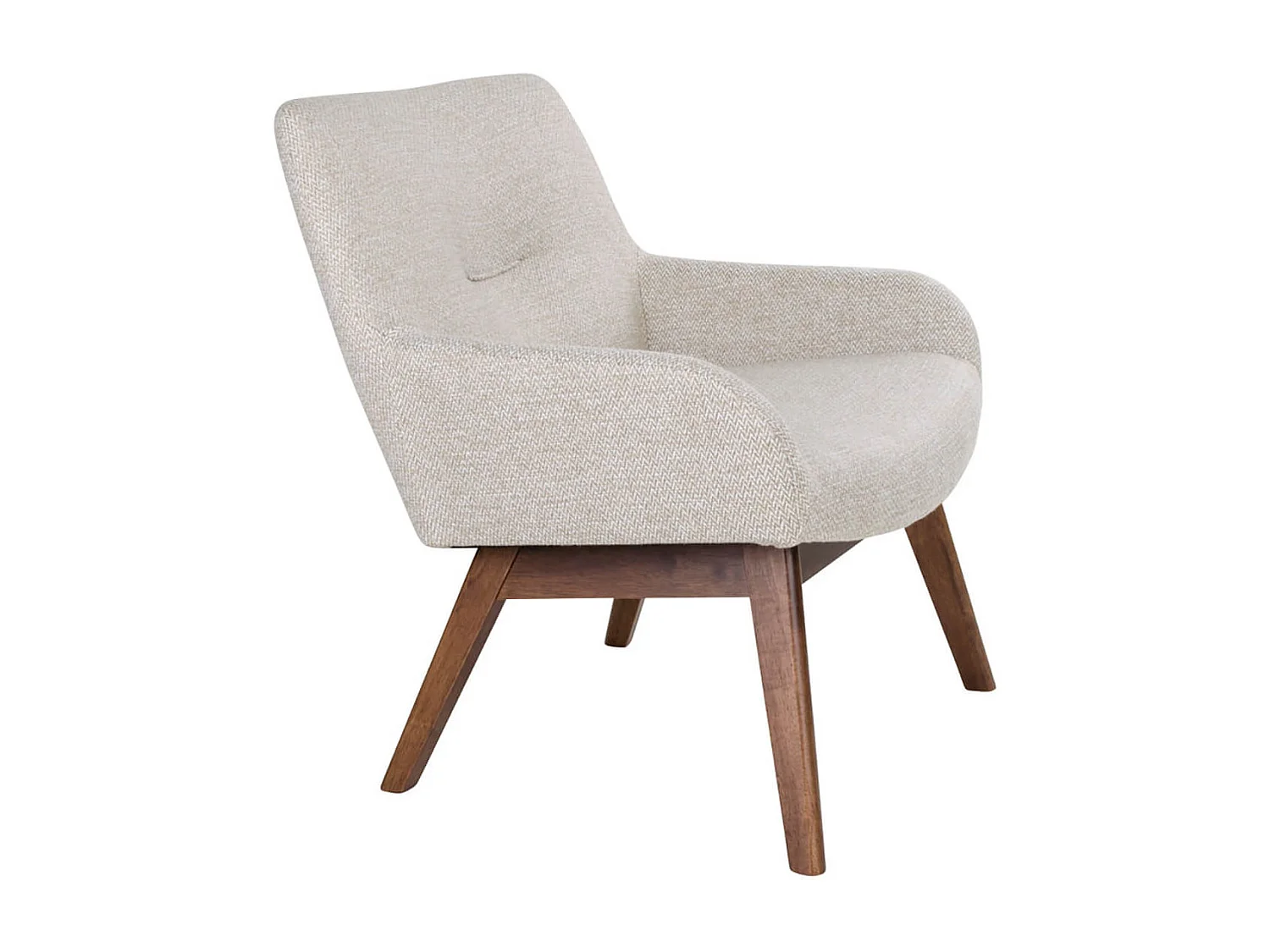 HARROW - Fauteuil Noyer Massif Naturel et Tissu Sable
