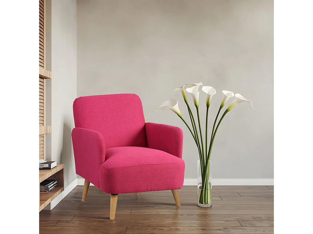 TEODORE - Fauteuil Rembourré Tissu Rose