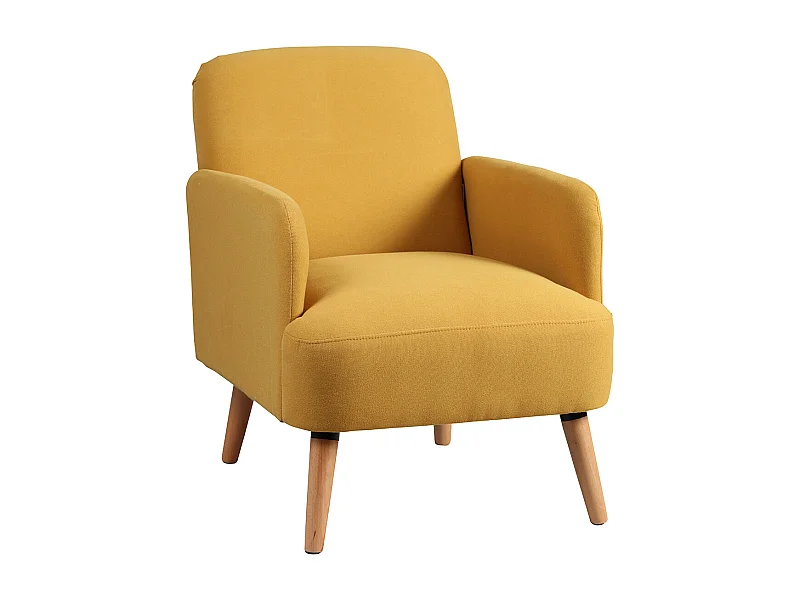 TEODORE - Fauteuil Rembourré Tissu Jaune