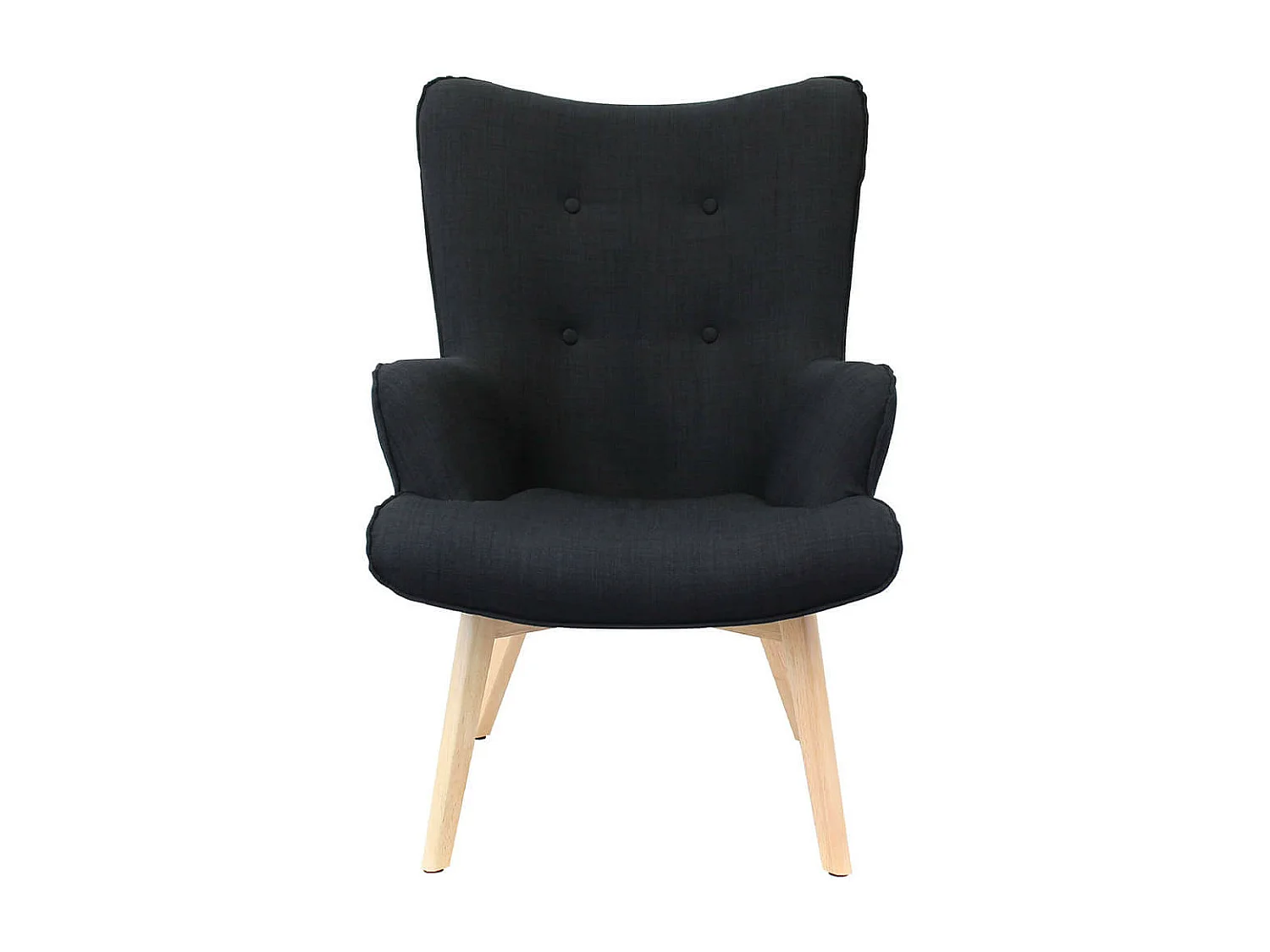 HAYNA - Fauteuil Noir et Piétement Naturel