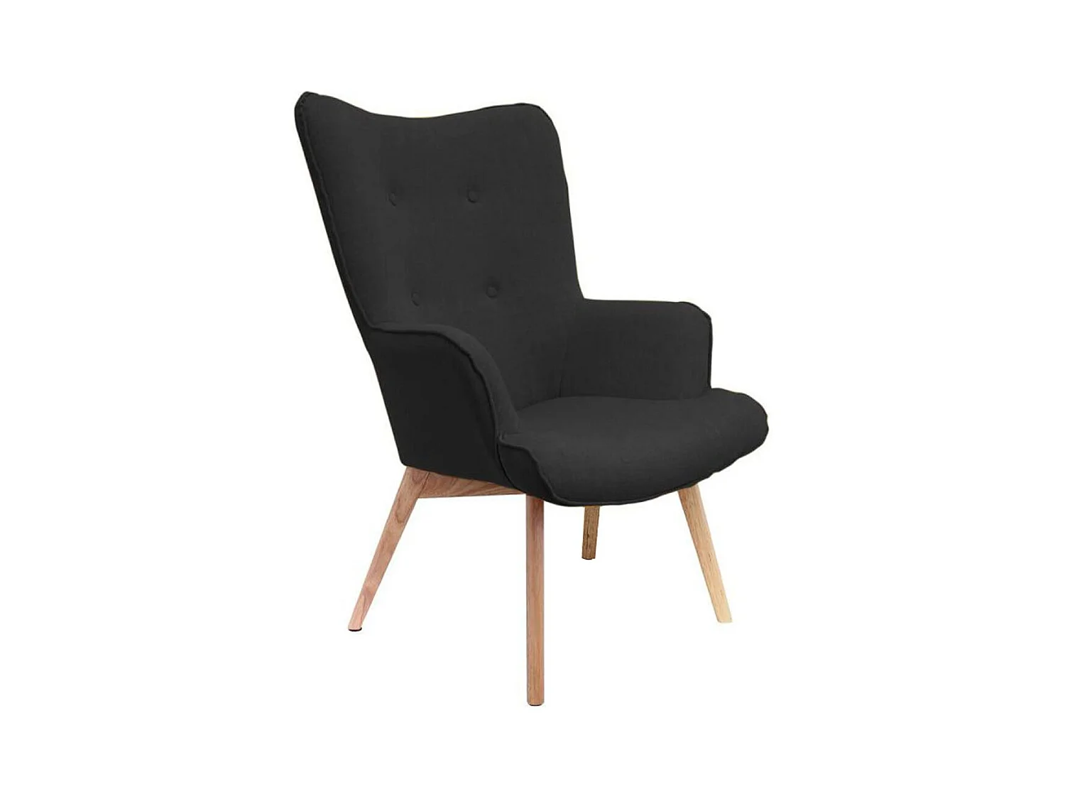 HAYNA - Fauteuil Noir et Piétement Naturel