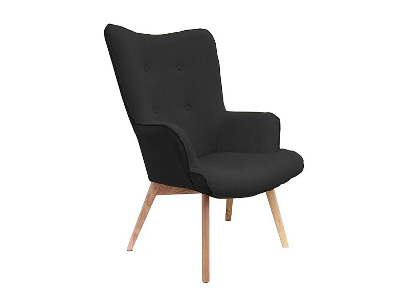 HAYNA - Fauteuil Noir et Piétement Naturel