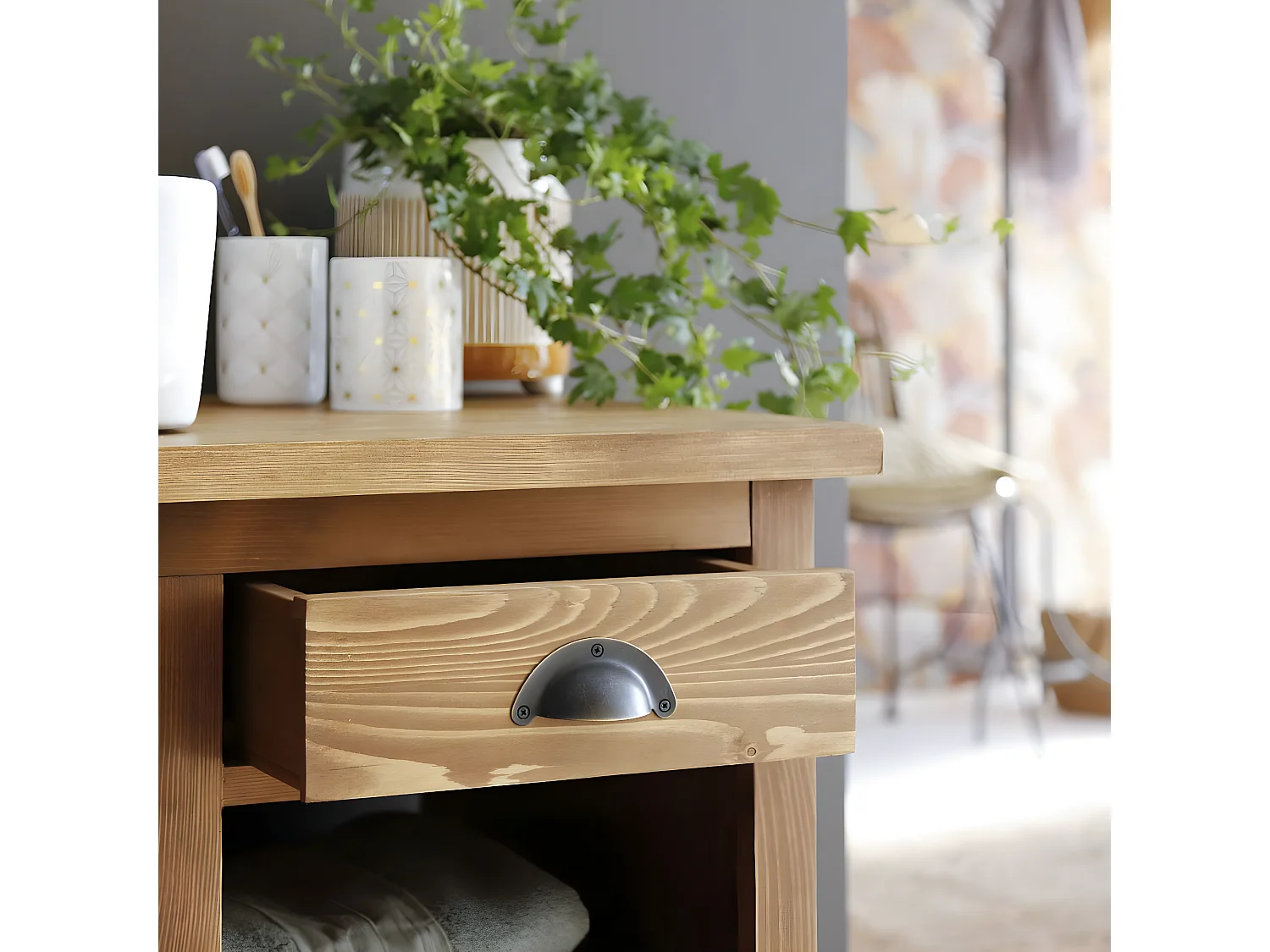 Meuble sous vasque en pin massif 120 cm Manel