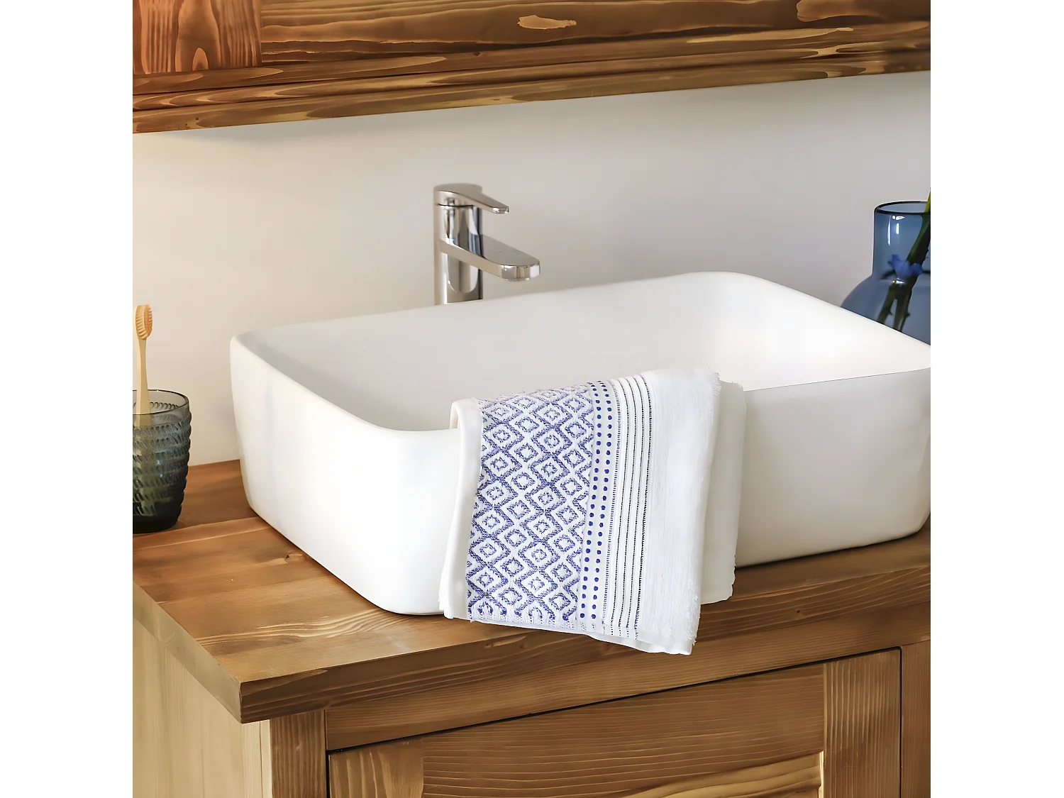 Meuble sous vasque en pin massif 150 cm Manel