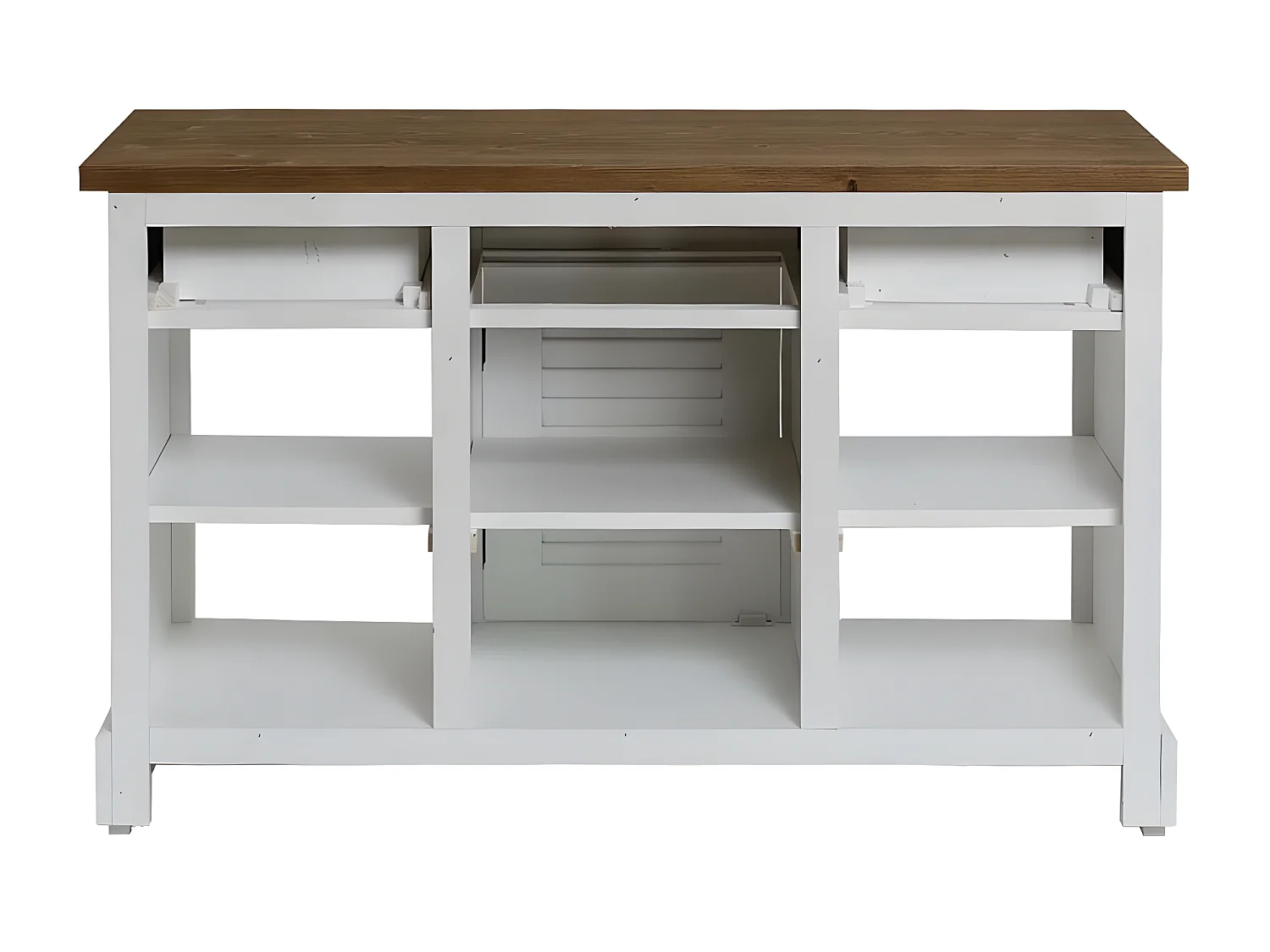 Mueble bajo lavabo de pino macizo blanco Manel 120 cm con almacenamiento para baño