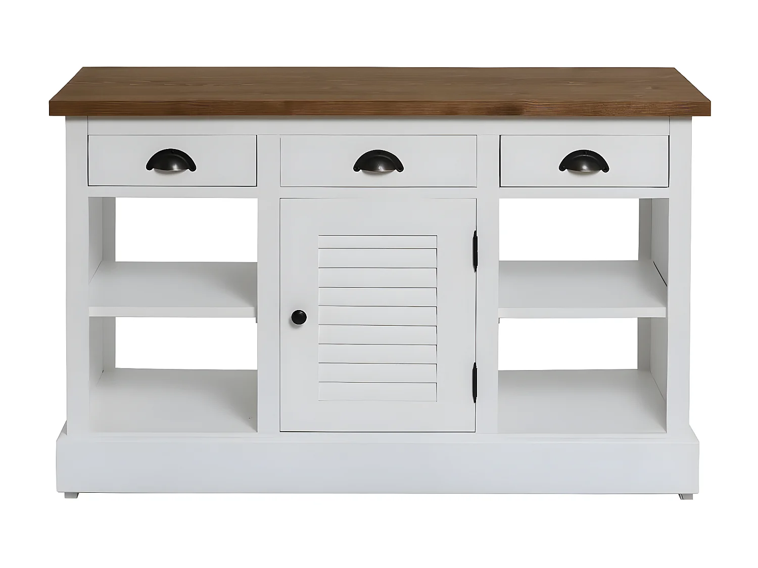 Meuble sous vasque en pin massif blanc 120 cm Manel