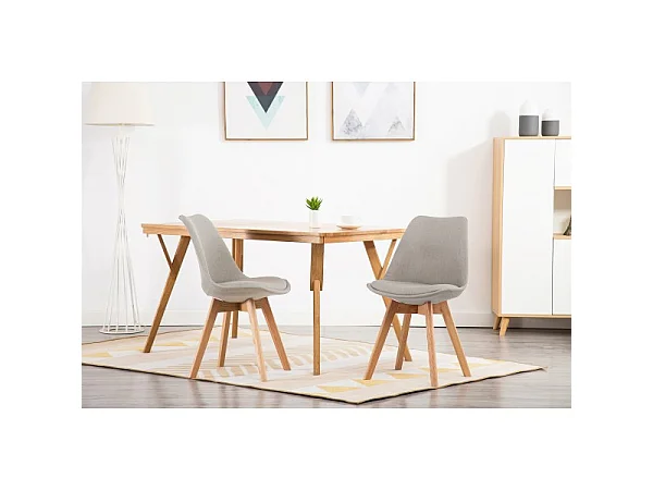 SKINNY - Chaise scandinave tissu teinté lin pieds hêtre (x2)
