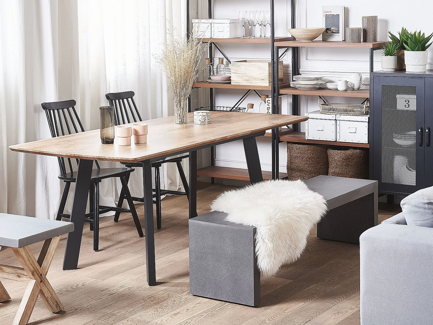 Mesa de jantar extensível SALVADOR Castanho escuro 160/200 cm 90 cm