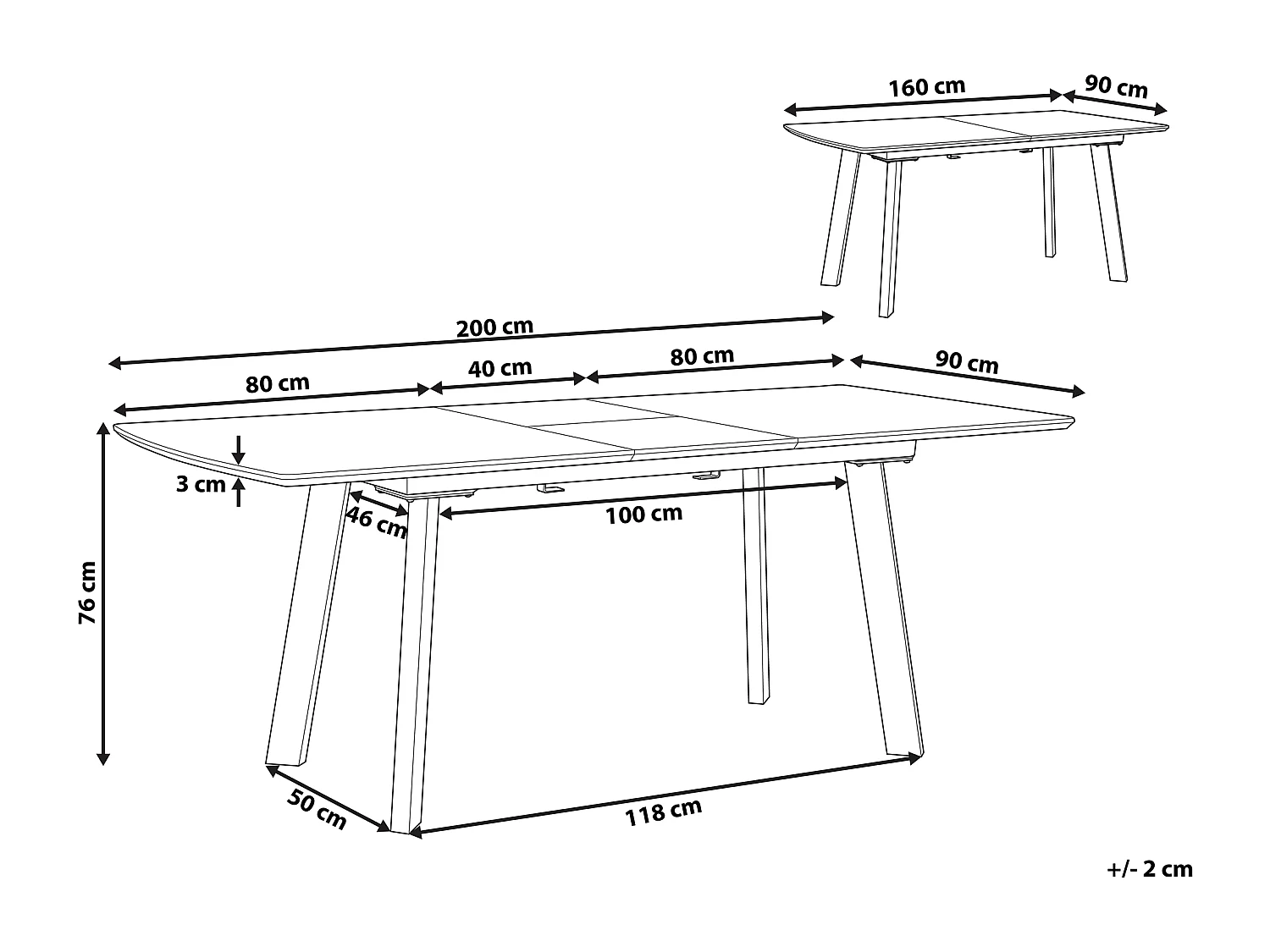 Mesa de jantar extensível SALVADOR Castanho escuro 160/200 cm 90 cm