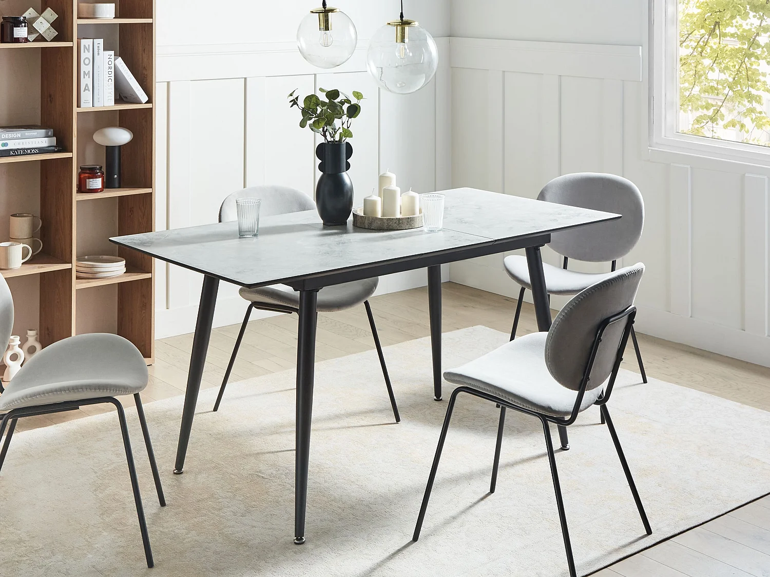 Esstisch EFTALIA Weisser Marmor 120/150 cm 80 cm