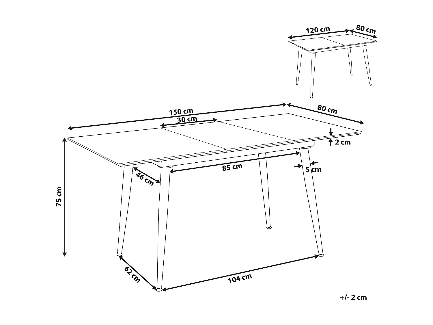 Esstisch EFTALIA Weisser Marmor 120/150 cm 80 cm