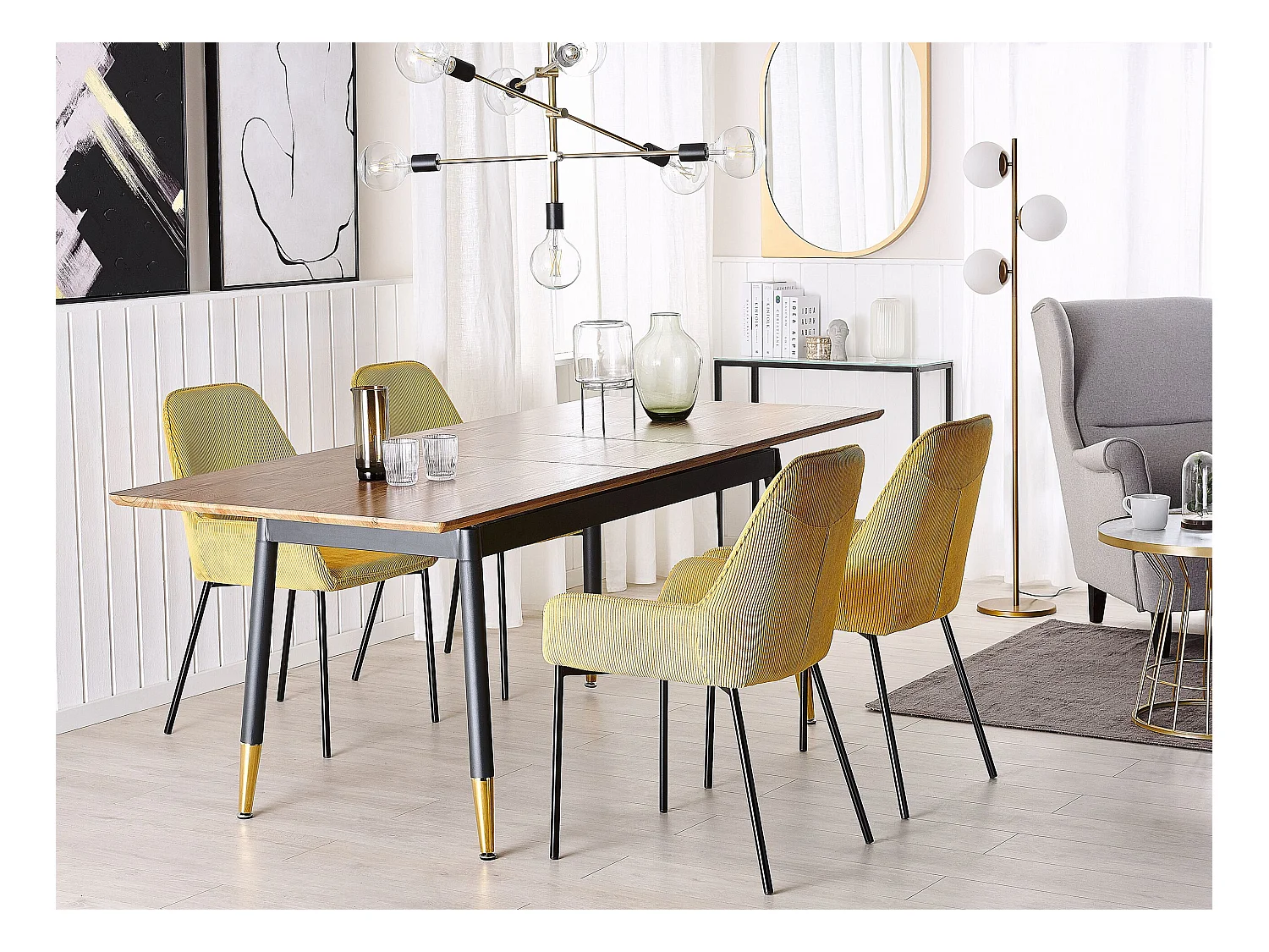 Moderner Esstisch 160x90 für 8 Personen schwarz Holzoptik ausziehbar California