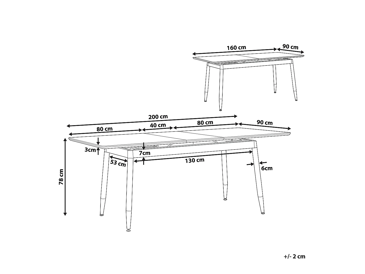 Moderner Esstisch 160x90 für 8 Personen schwarz Holzoptik ausziehbar California