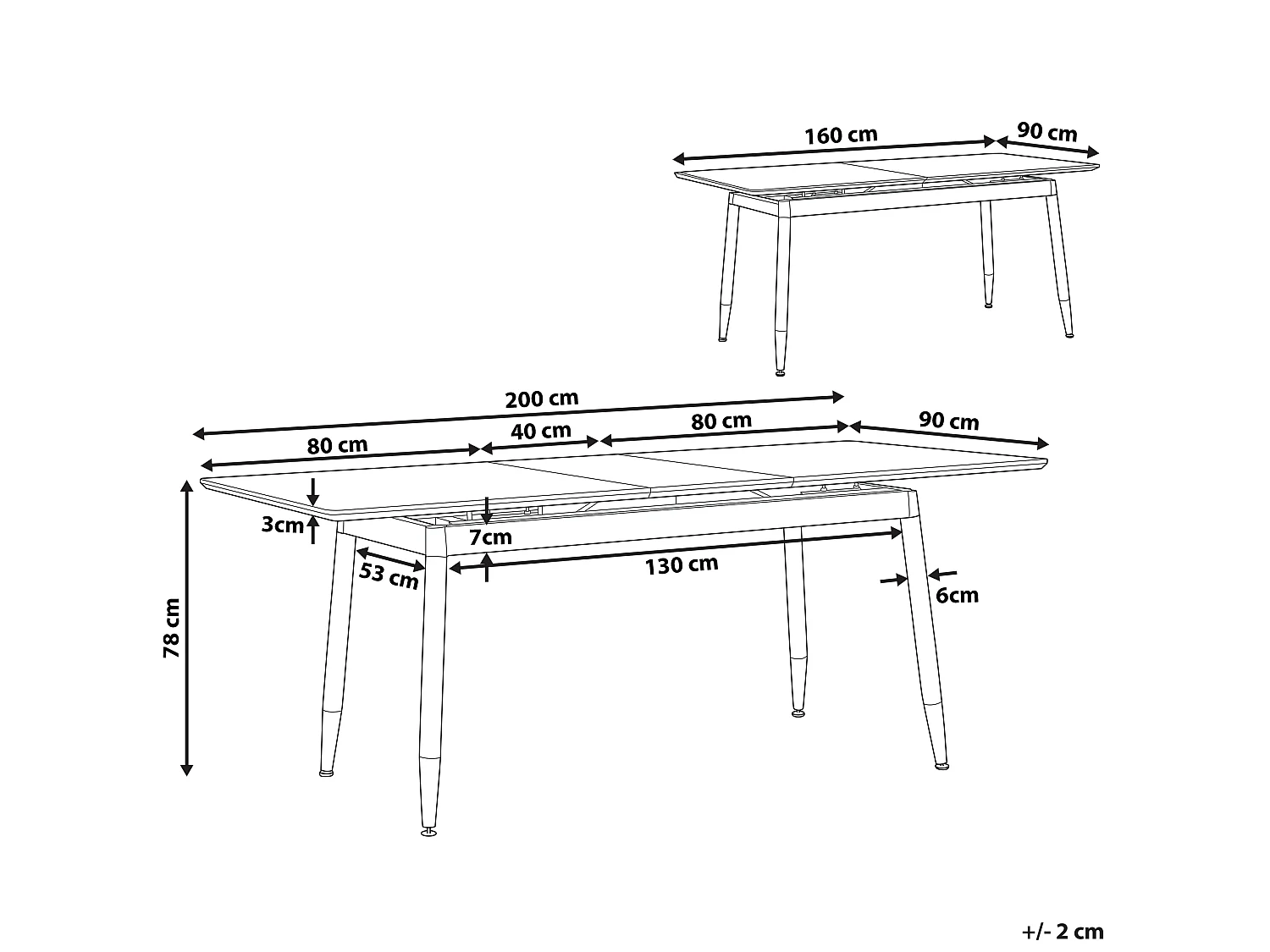 Stół do jadalni rozkładany CALIFORNIA Ciemnobrązowy 160/200 cm 90 cm