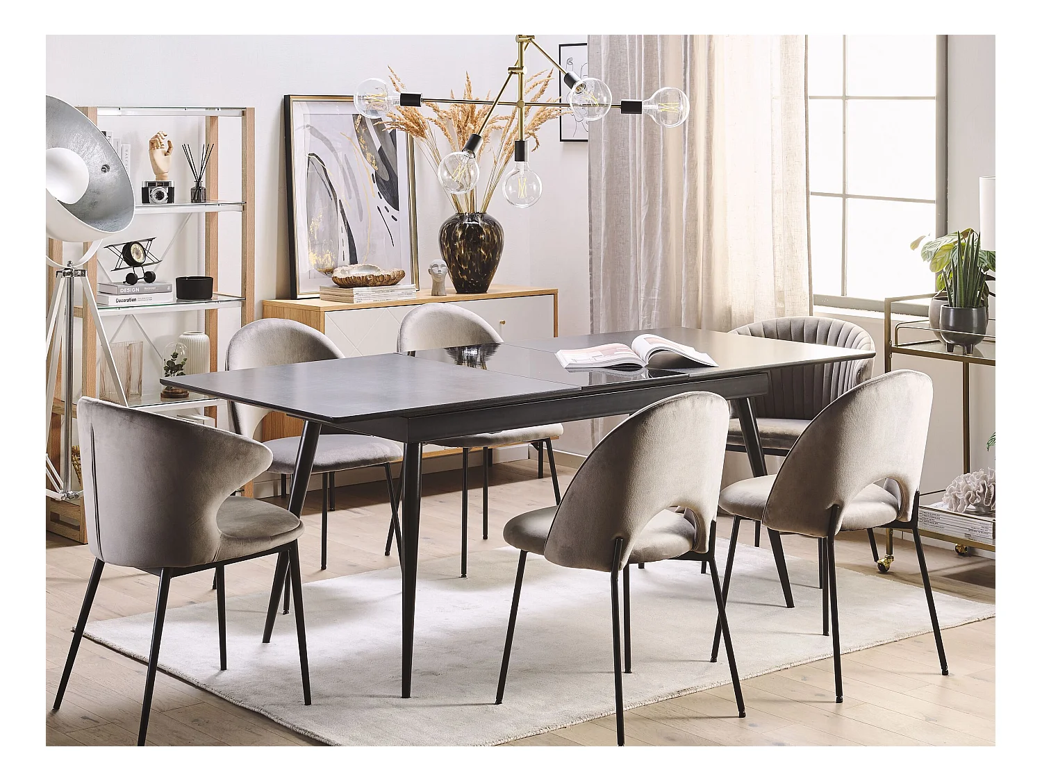 Eettafel uitschuifbaar MALDON Zwart 160/200 cm 90 cm