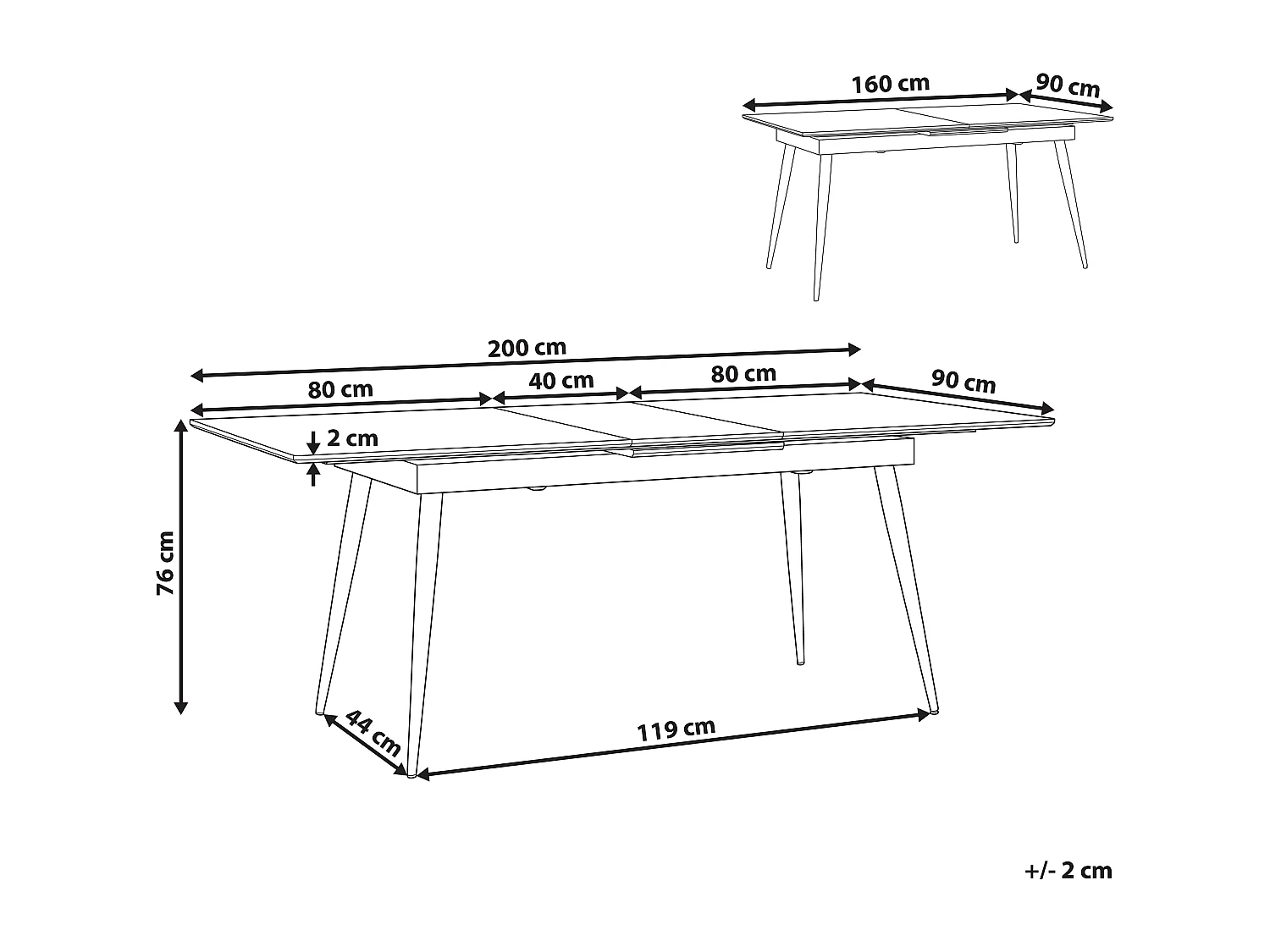 Eettafel uitschuifbaar MALDON Zwart 160/200 cm 90 cm