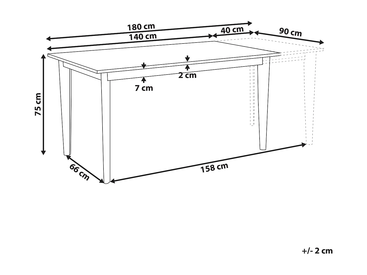Mesa de comedor extensible SOLA Blanco 140/180 cm 90 cm