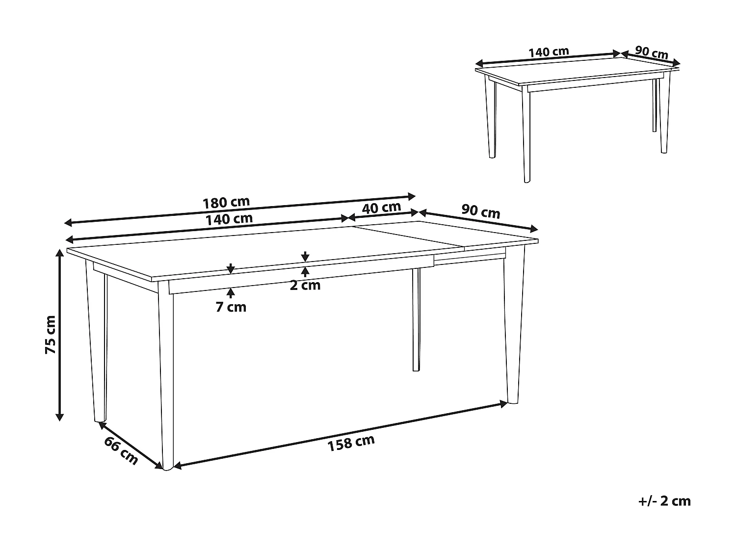 Ausziehbarer Esstisch SOLA Weiss 140/180 cm 90 cm