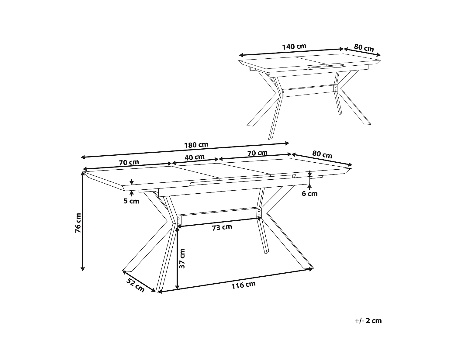 Table de salle à manger extensible BENSON Gris clair 140/180 cm 80 cm