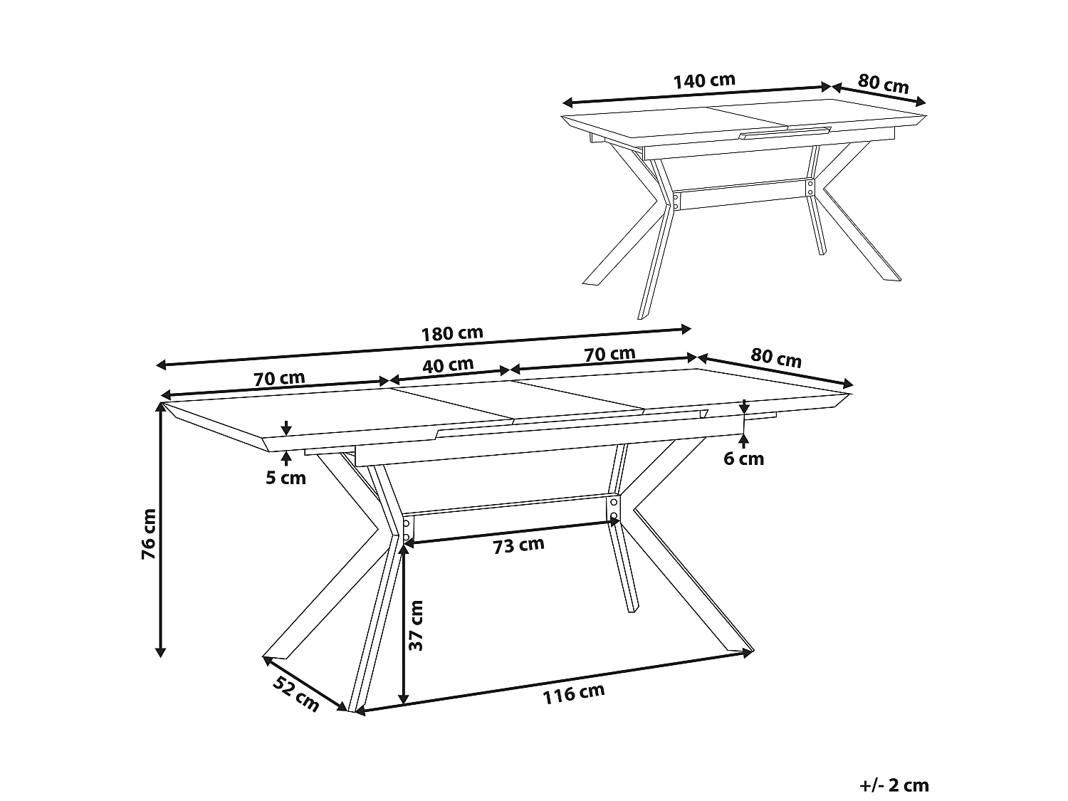 Mesa de jantar extensível BENSON Cinzento claro 140/180 cm 80 cm