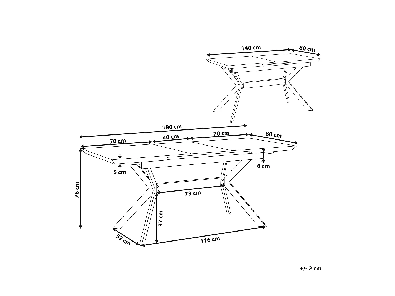 Table de salle à manger extensible BENSON Gris clair 140/180 cm 80 cm