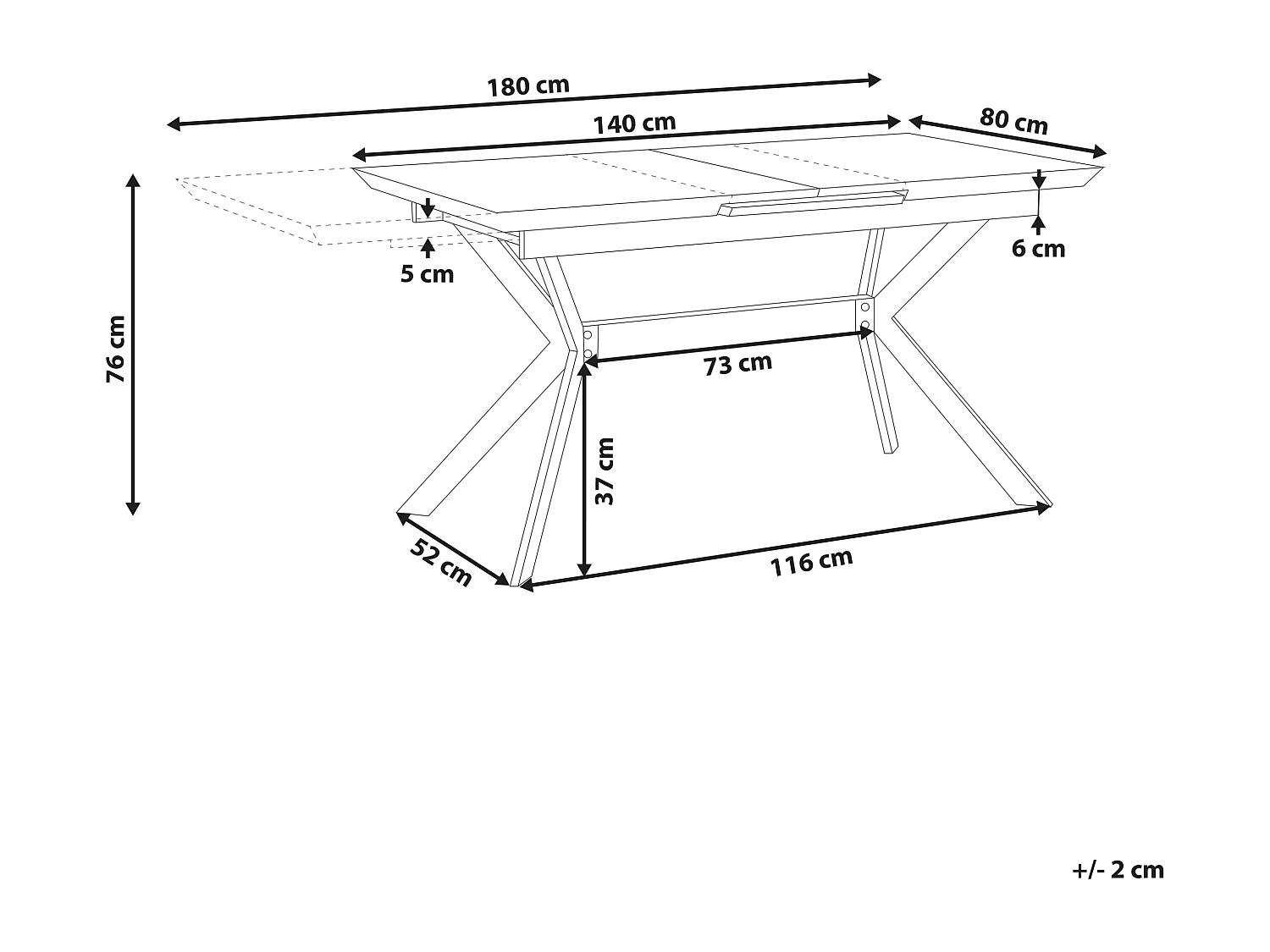 Table de salle à manger extensible BENSON Gris clair 140/180 cm 80 cm