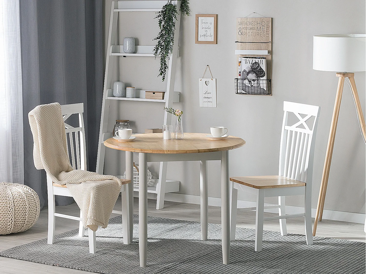 Table de salle à manger extensible OMAHA Marron clair 61/92 cm 61 cm Bois