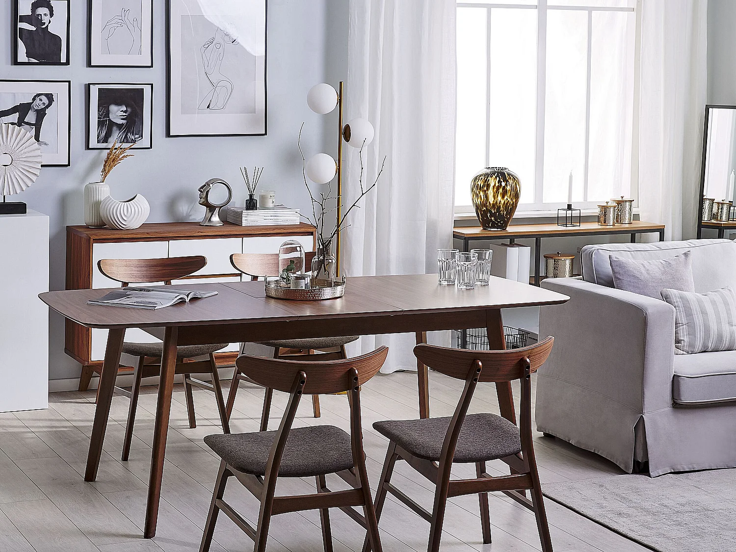 Table de salle à manger extensible MADOX Noyer foncé 150/190 cm 90 cm