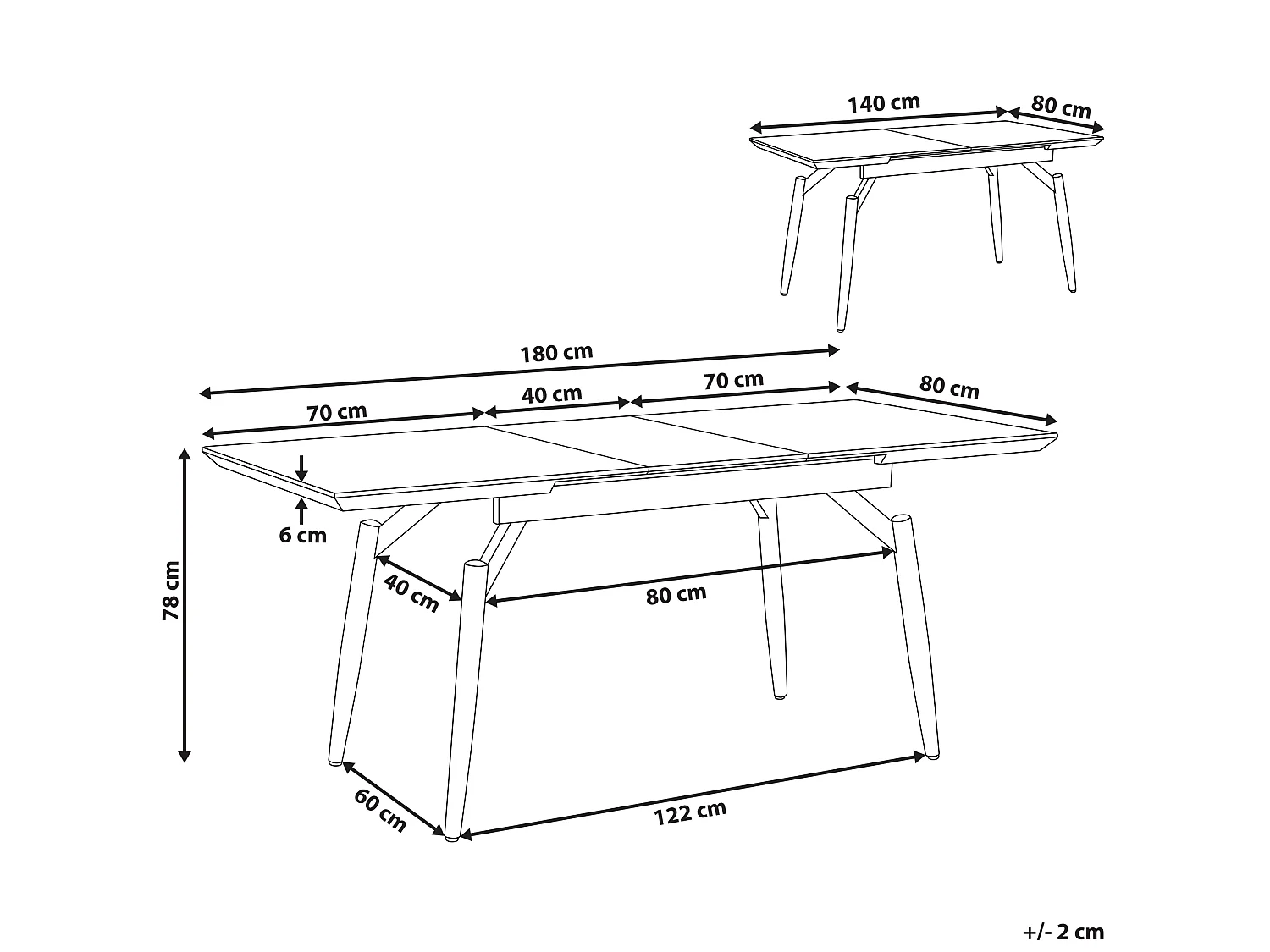 Eettafel uitschuifbaar BARBOSA Donkerbruin 140/180 cm 80 cm