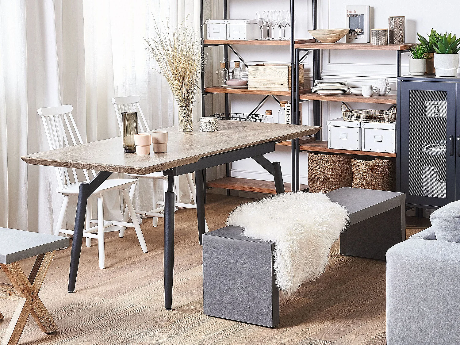 Table de salle à manger extensible BARBOSA Marron foncé 140/180 cm 80 cm